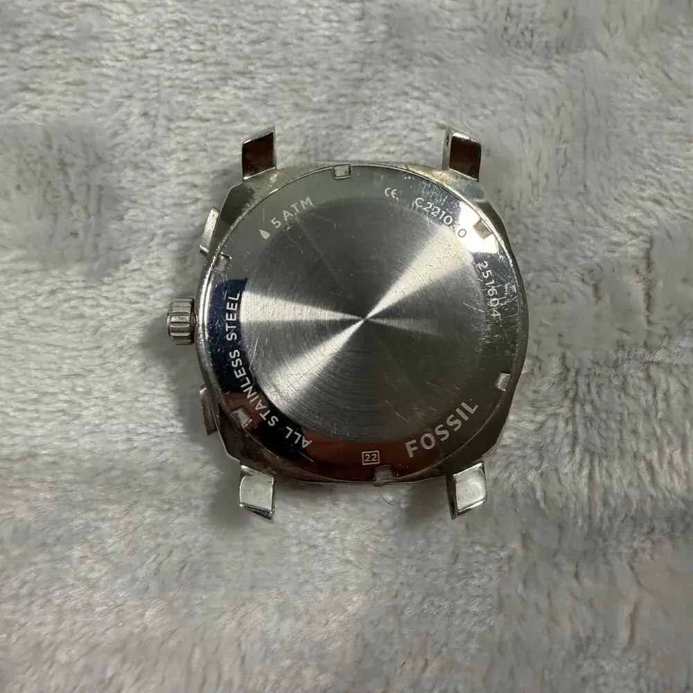 Fossil C221010 Mens Chronograph Watch Black Dial 22mm No Band Needs Battery